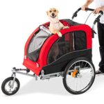 Best Choice Products 2-in-1 Pet Stroller and Trailer w/Bike Hitch, Suspension, Safety Flag, and Reflectors