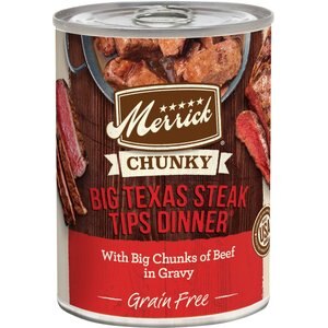 MERRICK CHUNKY GRAIN-FREE BIG TEXAS STEAK TIPS DINNER CANNED DOG FOOD